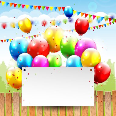 Balonlar ve metin için yer renkli birthday arka plan