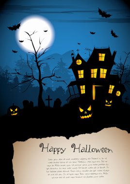 Korku evi - halloween poster ile metin için yer