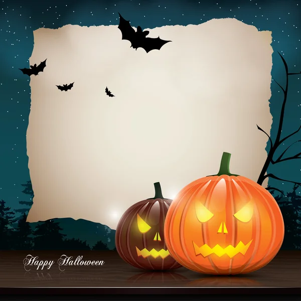 Fundo de Halloween com abóboras e lugar para o seu texto — Vetor de Stock