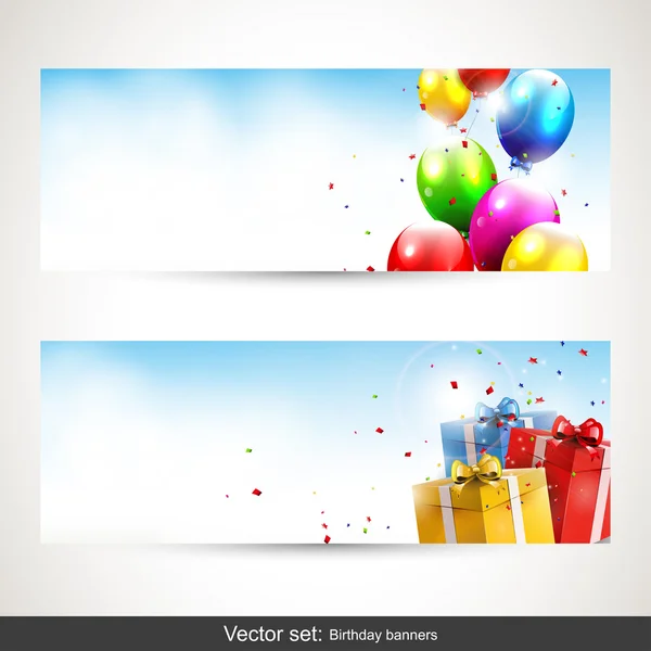Födelsedag horisontella banners - vektor set — Stock vektor