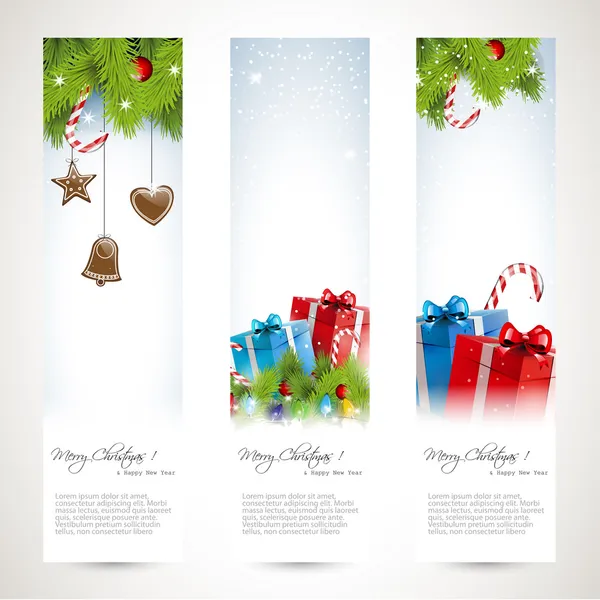Набор из трех рождественских баннеров — стоковый вектор