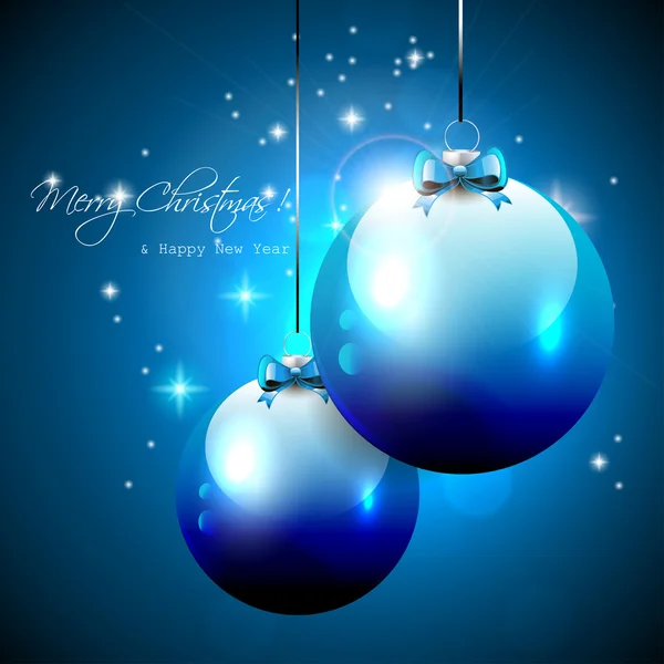 Luxury blue Christmas background with baubles — Stock Vector