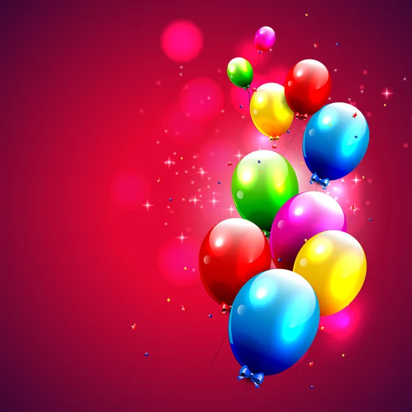 Fondo de cumpleaños rojo moderno con globos de colores — Archivo Imágenes Vectoriales