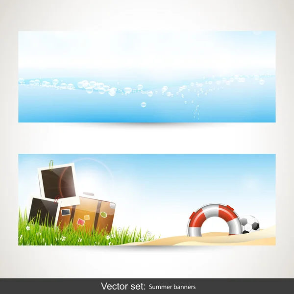 Verano de vacaciones pancartas horizontales - vector de conjunto — Vector de stock