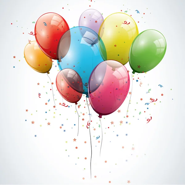 Parlak renkli doğum günü balonları — Stok Vektör