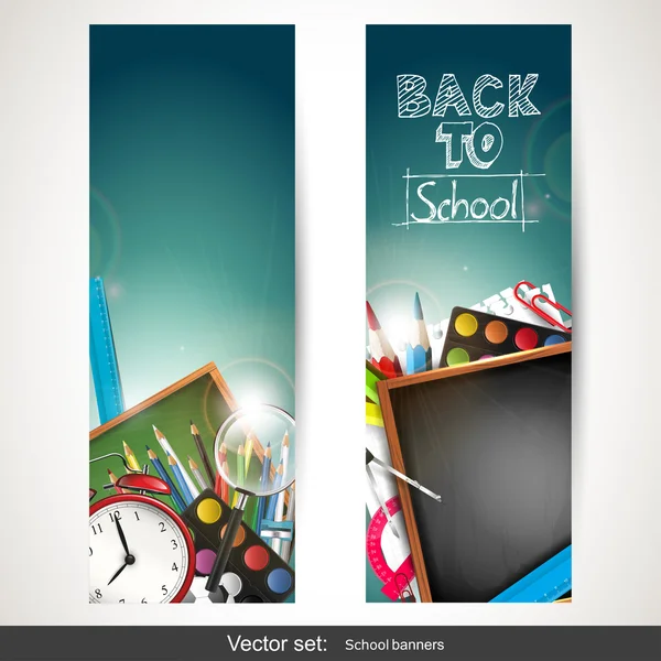 Volver a la escuela - banners vectoriales — Archivo Imágenes Vectoriales