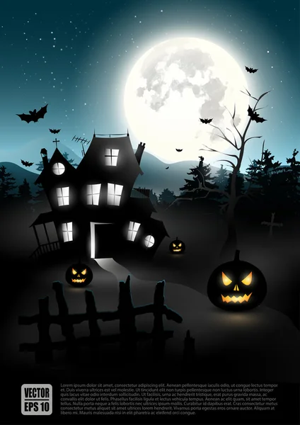 Halloween éjszaka - vektor poszter — Stock Vector