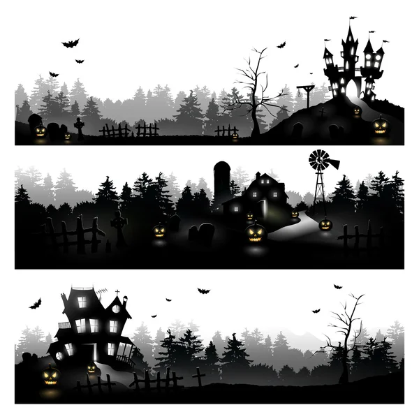 Silhouettes Halloween — Image vectorielle