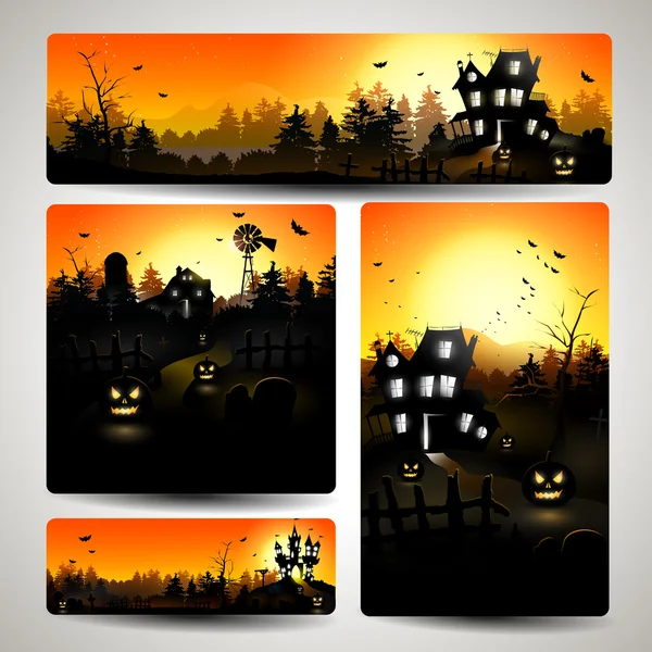 Conjunto de banners de Halloween — Vetor de Stock