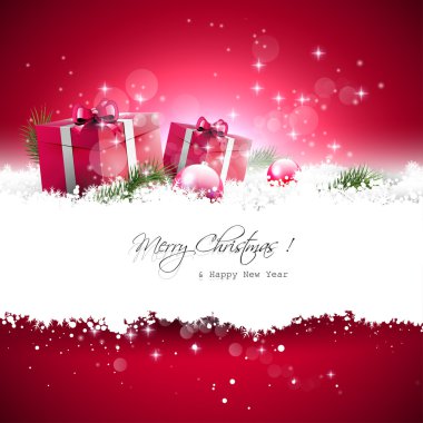 Kırmızı Noel tebrik kartı.