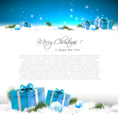 Blue Christmas greeting card clipart