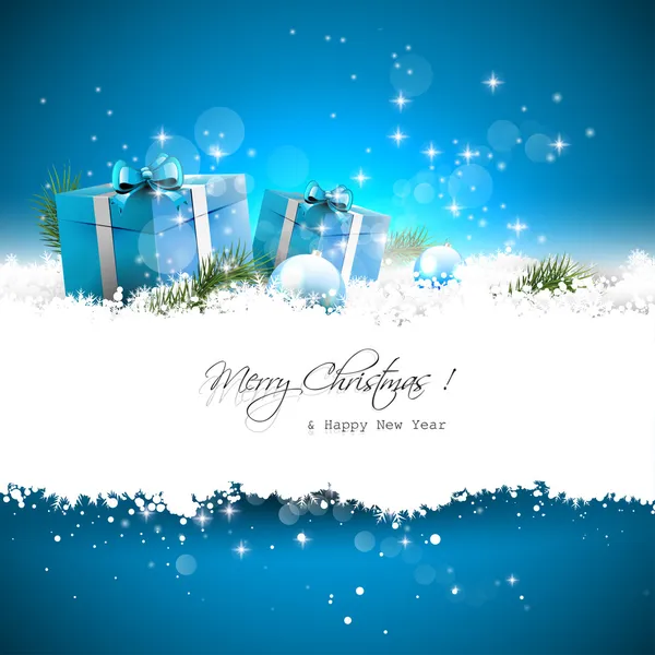 Tarjeta de felicitación azul de Navidad Vector De Stock