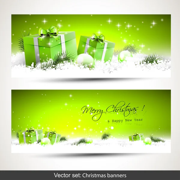 Conjunto de dois banners de Natal verdes — Vetor de Stock