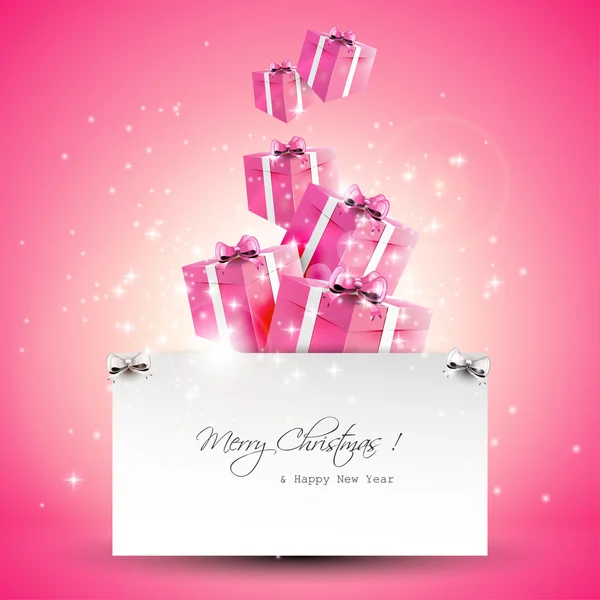 现代粉色圣诞贺卡 — 图库矢量图片