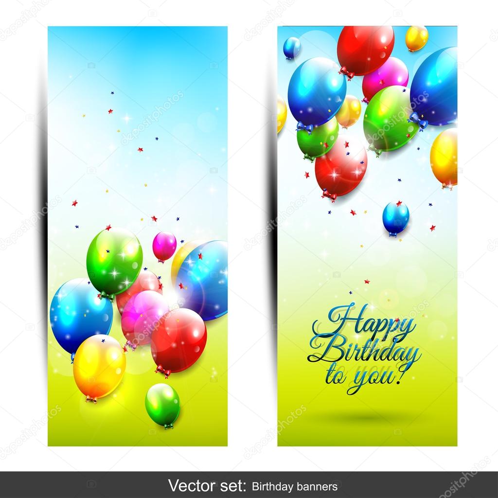 Birthday balloons banners Stock Vector by ©kaktus2536 38574693