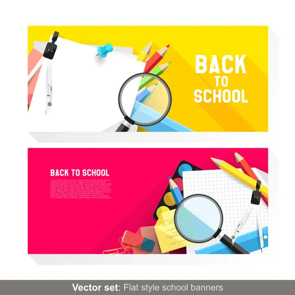 Volver a banners escolares — Vector de stock