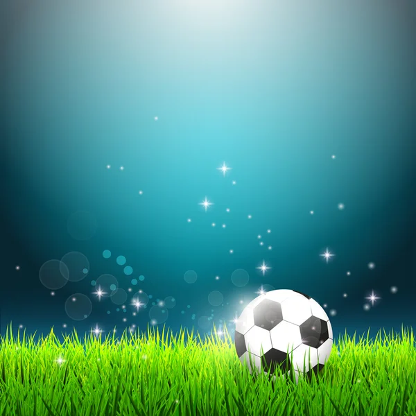 Soccer ball on green grass — Stock Vector