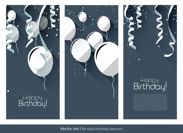 Плоские баннеры ко дню рождения — стоковый вектор