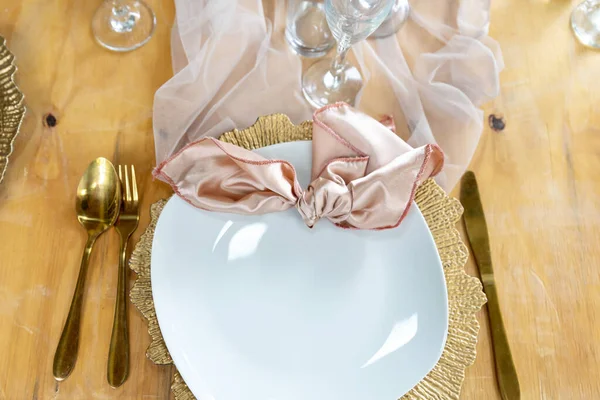 Bohemian Natural Soft Pink Green Table Setting — Stock Photo, Image