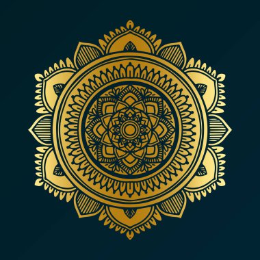 Altın vektör mandala sanat radyal süsü