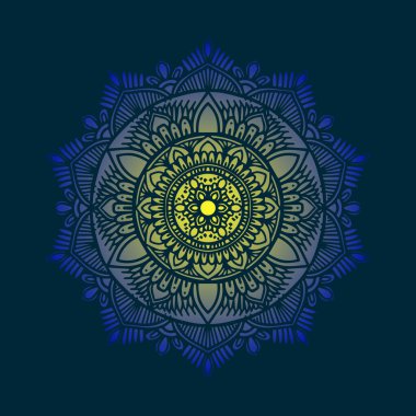 mavi gradyan mandala süsleme vektör illüstrasyonu