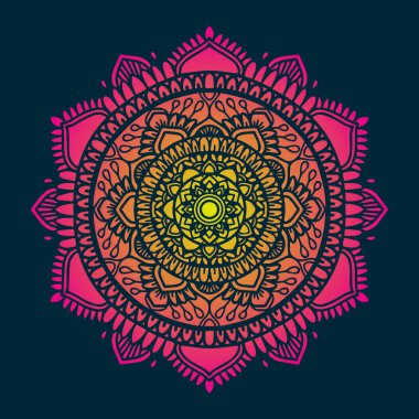 kırmızı gradyan oryantal mandala illüstrasyonu