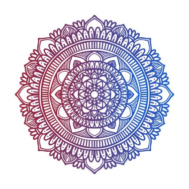 Çizgi biçimli mandala vektör sanat şablonu çizimi