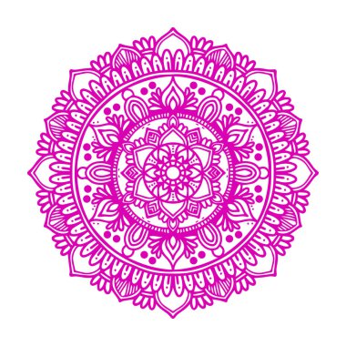 Çiçekli yuvarlak süslemeli mandala vektör sanat şablonu