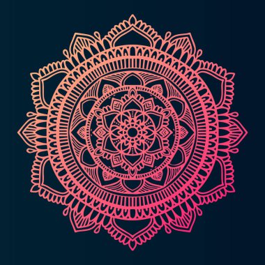 Gradyan renk tasarımlı mandala şablon sanatı