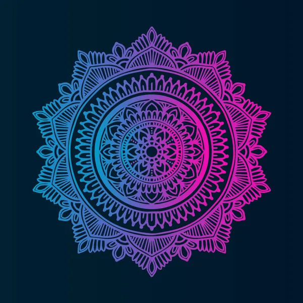 Red Blue Gradient Floral Rounded Mandala Art Design Vector Illustration — Stock Vector