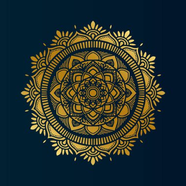 yuvarlak mandala şablon sanat ile altın gradyan