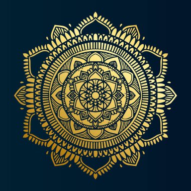 yuvarlak mandala şablon sanat ile altın gradyan çiçek kavramı