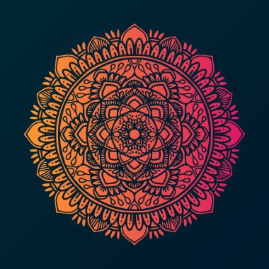 kırmızı renk gradyan çiçekli yuvarlak konsept vektör sanat tasarımı illüstrasyonu