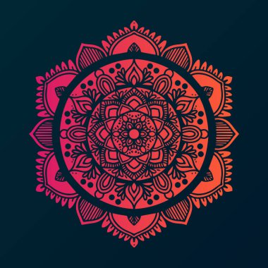 kırmızı gradyan lüks vektör mandala sanatı