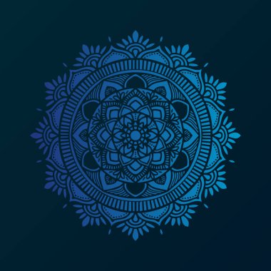 mavi mandala vektör sanat tasarımı örnekleme şablonu