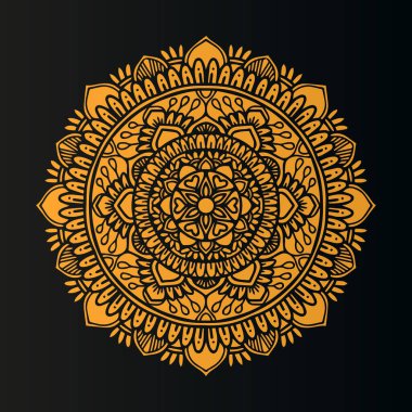 Sarı renkli mandala illüstrasyonunun vektör şablon tasarımı