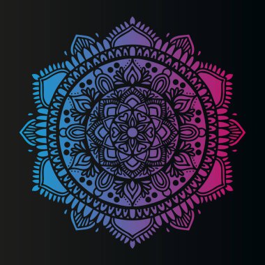 Mandala sanat illüstrasyonunun vektör şablonu