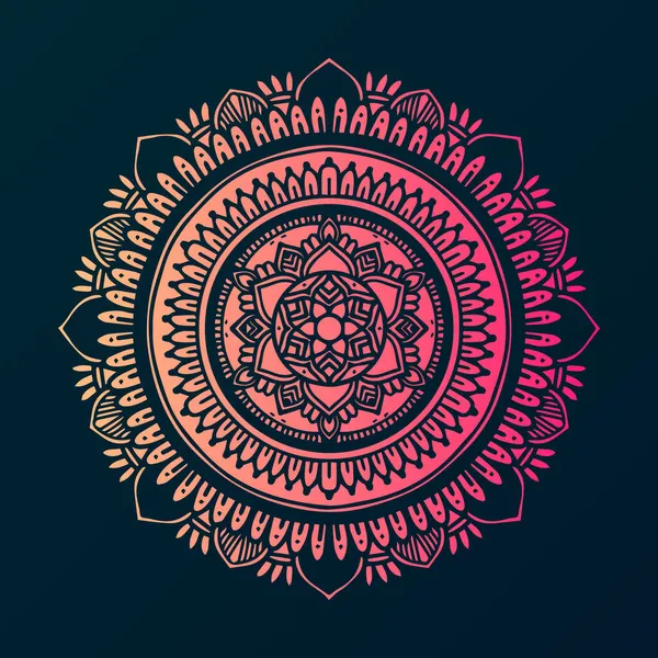 Mandala Floral Rounded Vector Art Template Illustration — Stock Vector