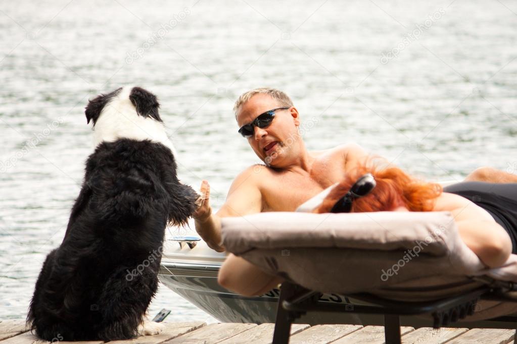 Dog greets boater