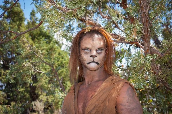 Wild Lion Man in forest — Stock Photo, Image