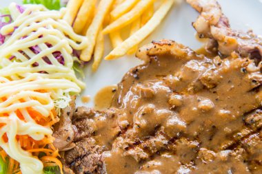 closeup biftek yemek için