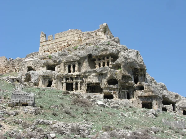 Lycian ancient tombs tlos in fethiye turkey — Stock Photo, Image