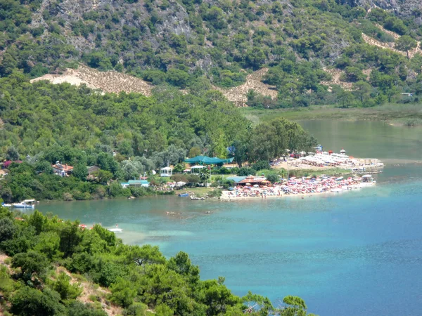 A kék lagúna és a strand oludeniz Törökország panoráma — Stock Fotó
