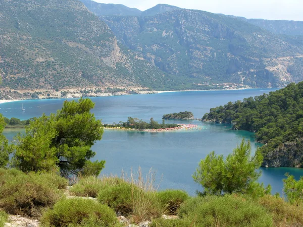 Panorama z modré laguny a pláže oludeniz Turecko — Stock fotografie