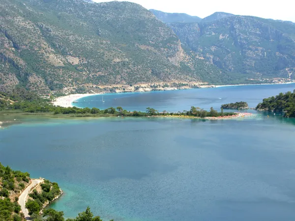 Panorama of blue lagoon and beach oludeniz turkey — Stock Photo, Image
