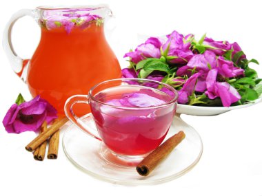 Punch cocktail tea drink with wild rose and cinnamon clipart