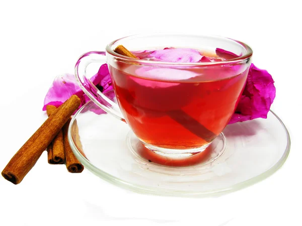 Punch cocktail tea drink with wild rose and cinnamon — Stock Photo, Image