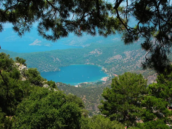 A kék lagúna és a strand oludeniz Törökország panoráma — Stock Fotó