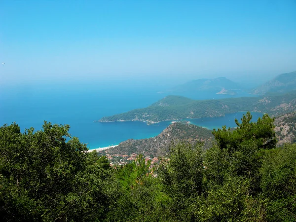 Panorama der blauen Lagune und Strand oludeniz Türkei — Stockfoto