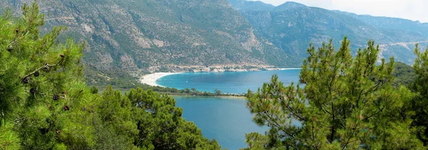 Mavi lagün ve beach Ölüdeniz Türkiye Panoraması — Stok fotoğraf
